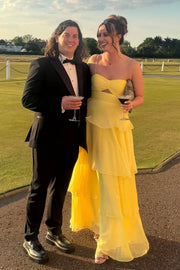 Chiffon A-Line Spaghetti Straps Empire Tiered Party Prom Dress