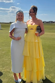 Chiffon A-Line Spaghetti Straps Empire Tiered Party Prom Dress