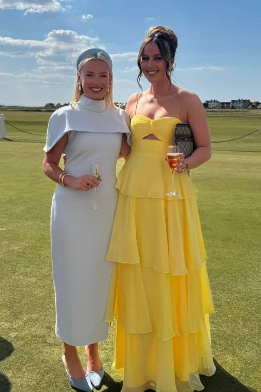 Chiffon A-Line Spaghetti Straps Empire Tiered Party Prom Dress