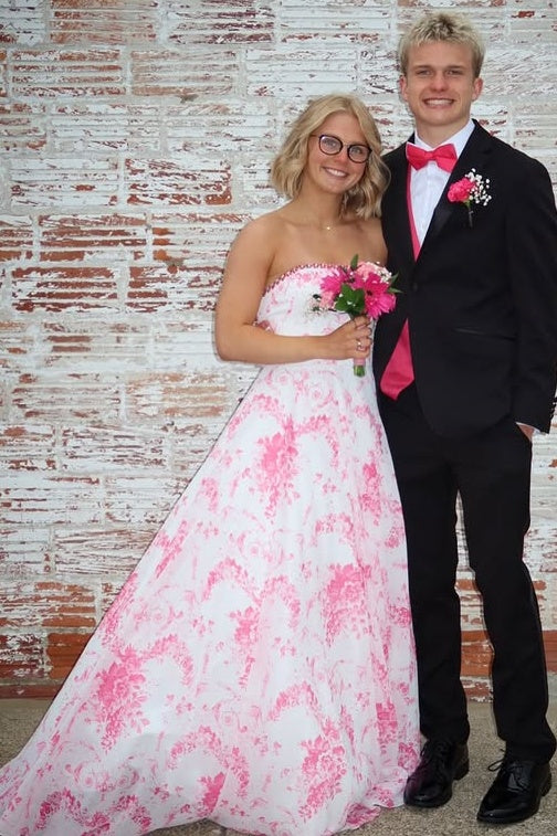 Chiffon A-Line Strapless Empire Floral Appliques Party Prom Dress