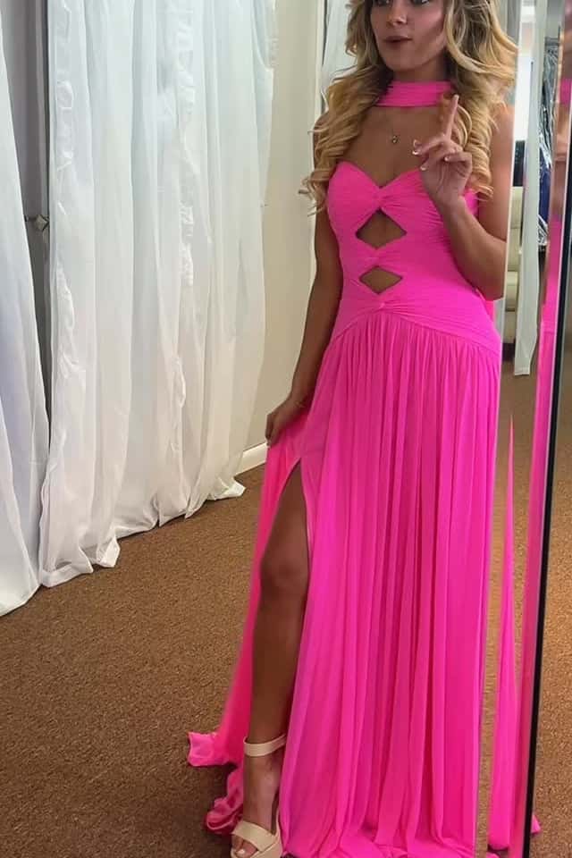 Chiffon A-Line Sweetheart Strapless Party Prom Dress With Slit