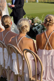 Chiffon A-Line Tiered Sleeveless Maxi Bridesmaid Dress