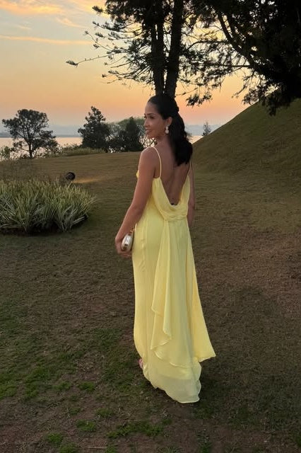 Chiffon Bateau Backless Sleeveless Long Party Prom Dress