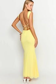 Chiffon Fitted Square Straps Lace-Up Long Party Prom Dress 