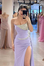 Chiffon Mermaid Bateau Strapless Beaded Empire Party Prom Dress
