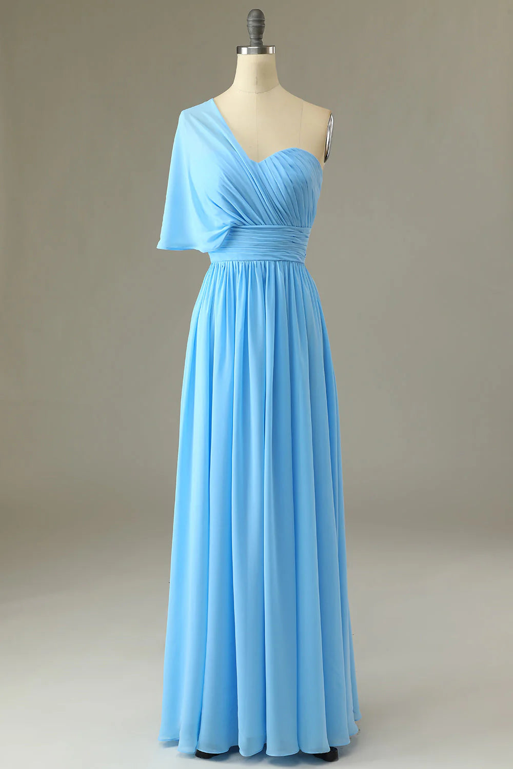 Chiffon One Shoulder Empire Ruched A-Line Bridesmaid Dress