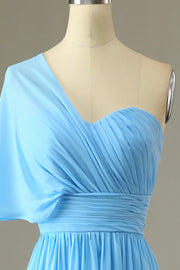 Chiffon One Shoulder Empire Ruched A-Line Bridesmaid Dress