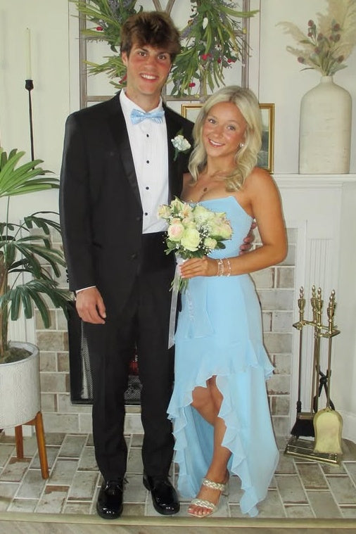 Chiffon Strapless Empire Ruffle Split Party Prom Dress