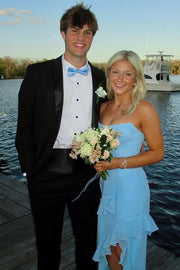 Chiffon Strapless Empire Ruffle Split Party Prom Dress