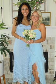 Chiffon Strapless Empire Ruffle Split Party Prom Dress