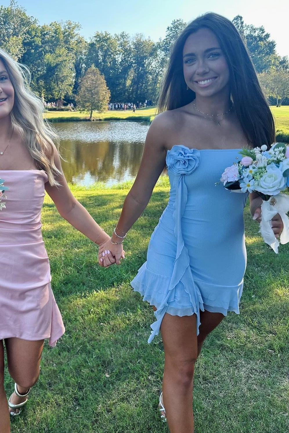 Chiffon Strapless Ruffle Mini Party Homecoming Dress