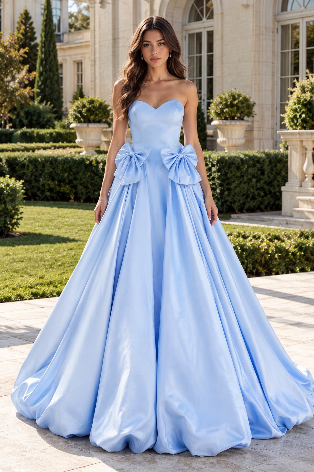 Classic A-Line Sweetheart Strapless Empire With Bow Party Prom Dress
