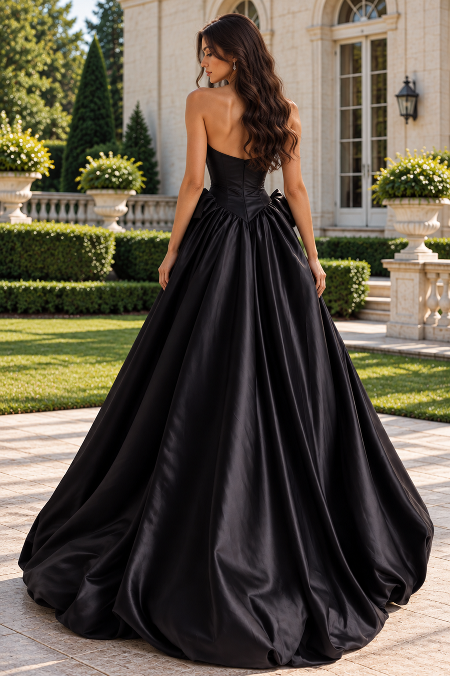 Classic A-Line Sweetheart Strapless Empire With Bow Party Prom Dress