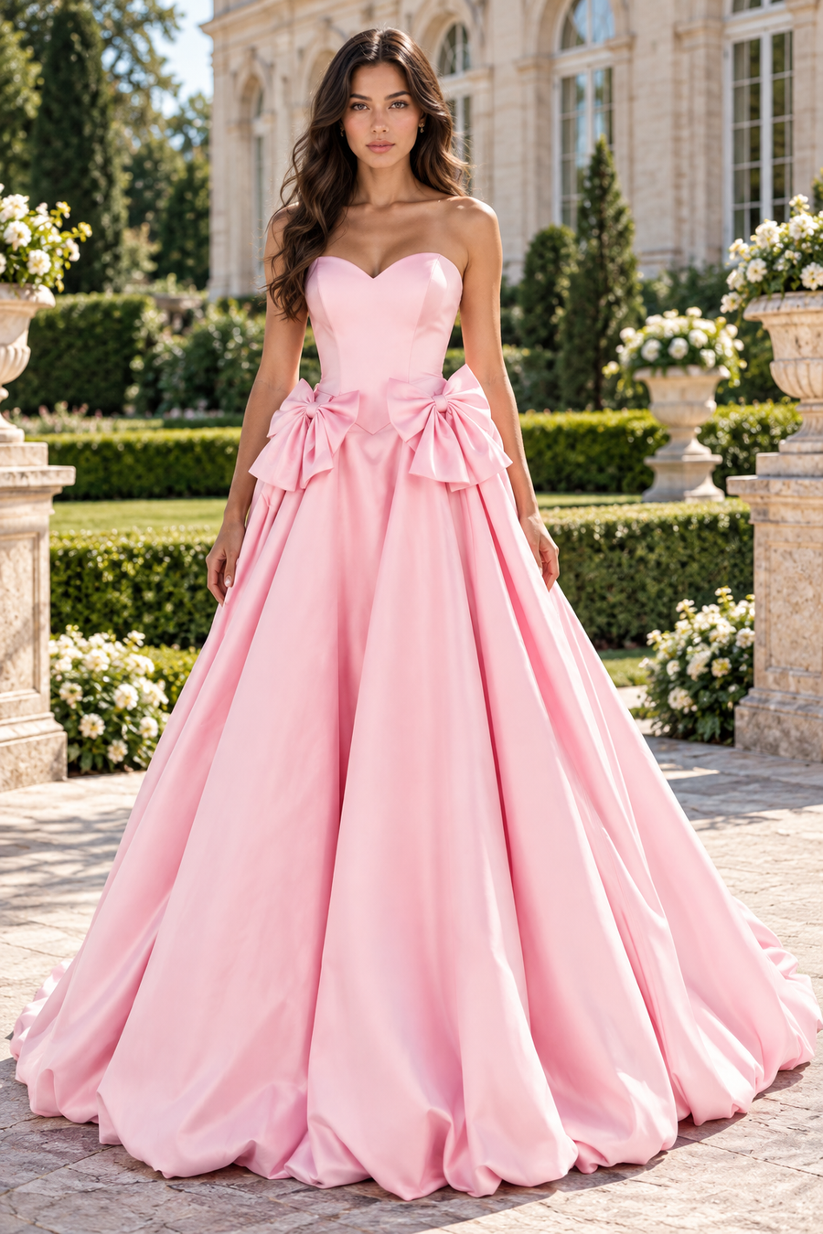 Classic A-Line Sweetheart Strapless Empire With Bow Party Prom Dress