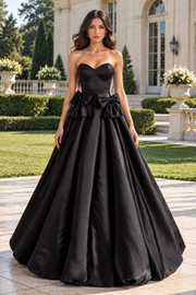 Classic A-Line Sweetheart Strapless Empire With Bow Party Prom Dress