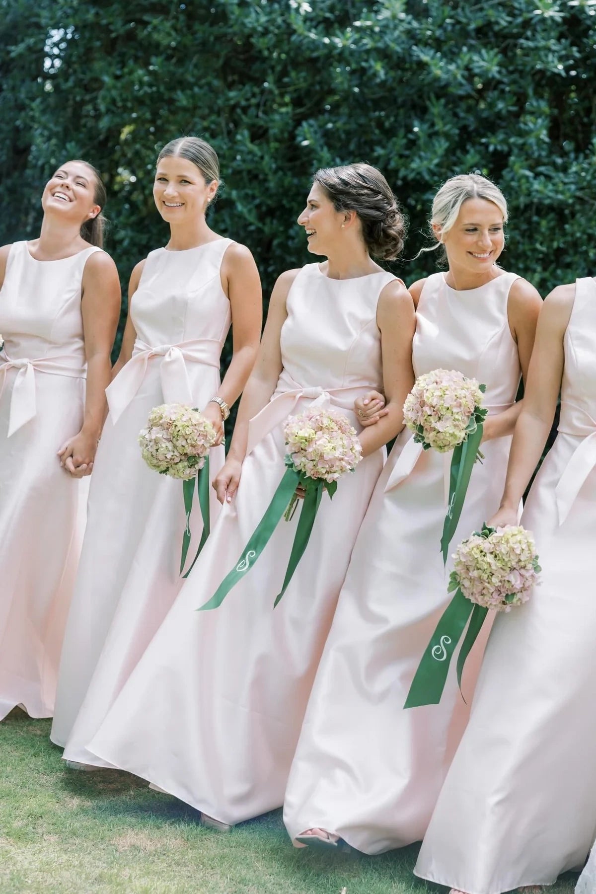 Classic Round Sleeveless Satin A-Line Long Bridesmaid Dress
