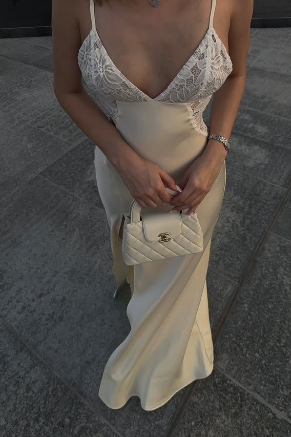 Classic Satin Mermaid V-Neck Sleeveless Long Party Prom Dress