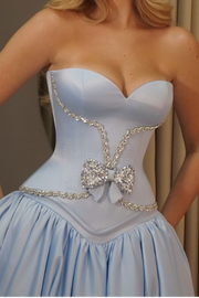 Classic Sweetheart Strapless A-Line Beaded Formal Party Prom Dress