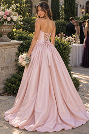 Classic Sweetheart Strapless A-Line Beaded Formal Party Prom Dress