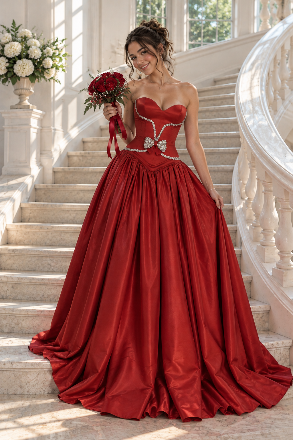 Classic Sweetheart Strapless A-Line Beaded Formal Party Prom Dress