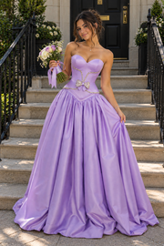 Classic Sweetheart Strapless A-Line Beaded Formal Party Prom Dress
