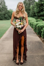 Classic Sweetheart Strapless Chiffon Party Prom Dress With Ruffle Slit 