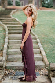 Classic Sweetheart Strapless Chiffon Party Prom Dress With Ruffle Slit 