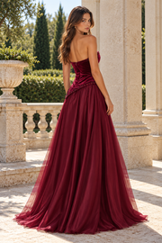 Classic Sweetheart Strapless Empire Velvet And Tulle A-Line Party Evening Dress