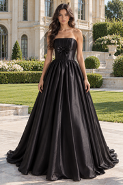 Classic Tulle A-Line Strapless Corset Empire Long Party Prom Dress