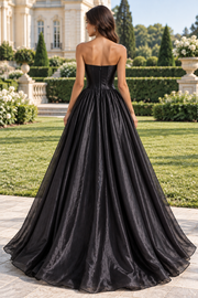 Classic Tulle A-Line Strapless Corset Empire Long Party Prom Dress