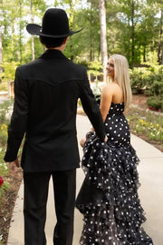 Corset Strapless A-Line Empire Tiered A-Line Party Prom Dress