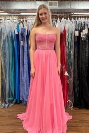 Cute A-Line Empire Square Strapless Long Party Prom Dress