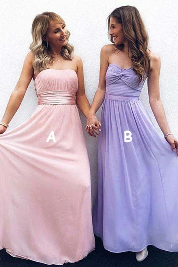 Cute A-Line Sleeveless Empire Long Bridesmaid Dress