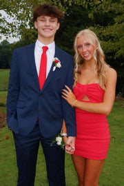 Cute Bodycon Satin Strapless Short Homecoming Dress