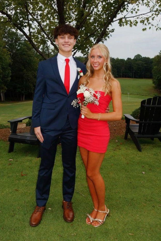 Cute Bodycon Satin Strapless Short Homecoming Dress