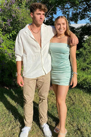 Cute Bodycon Spaghetti Straps Pleated Summer Homecoming Dress