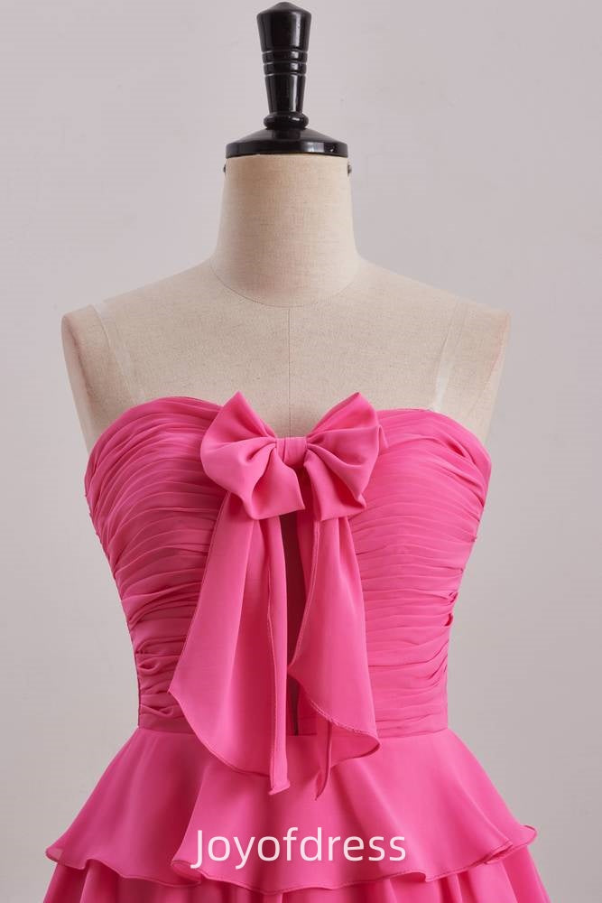 Cute Pink Chiffon A-Line Pleated Homecoming Dress