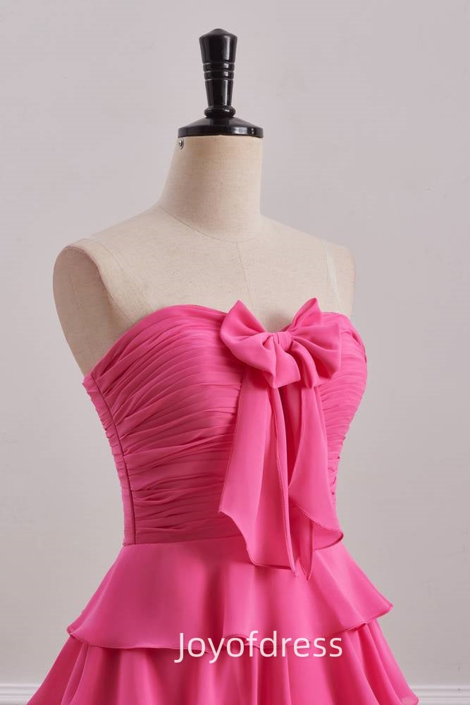 Cute Pink Chiffon A-Line Pleated Homecoming Dress