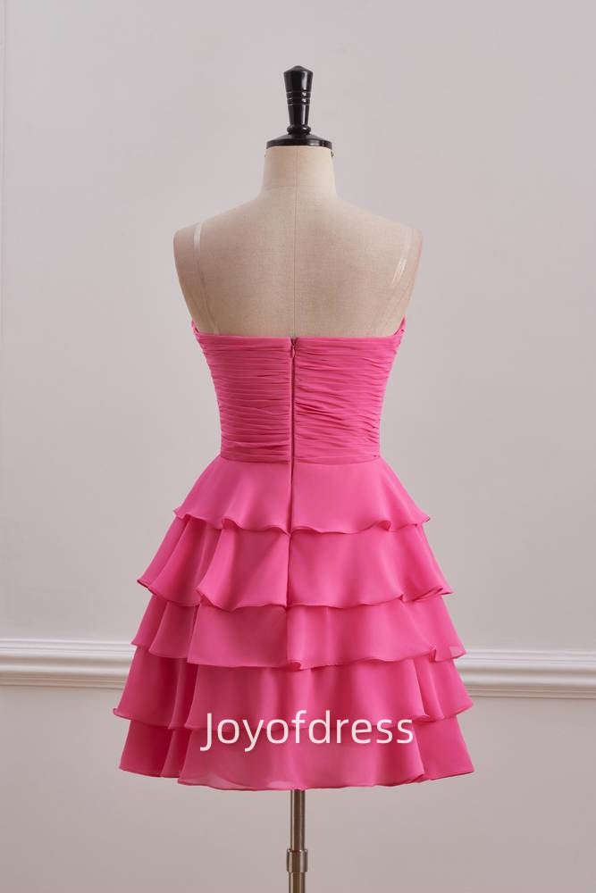 Cute Pink Chiffon A-Line Pleated Homecoming Dress