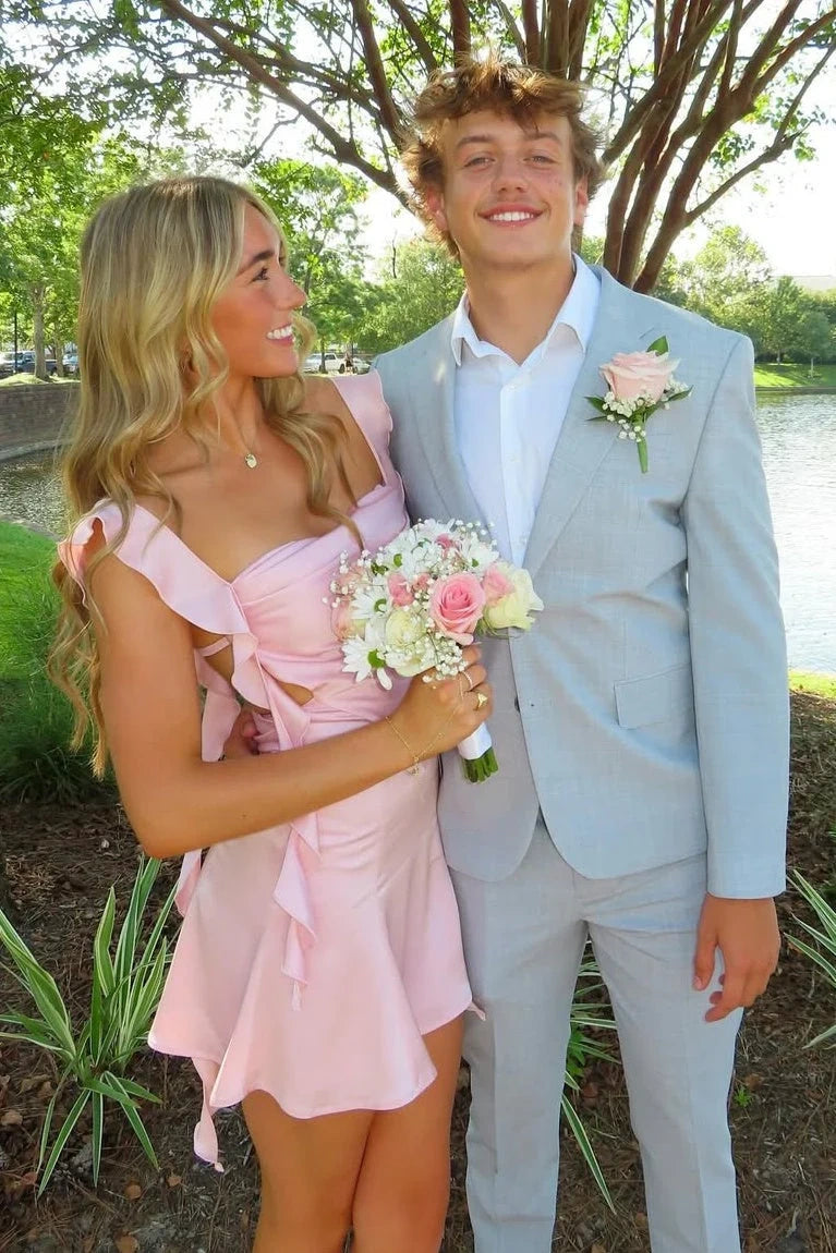 light pink bodycon homecoming dress Sparkly Bodycon Scoop Neck Light Pink Sequined Short Homecoming Dress with Feather Trim