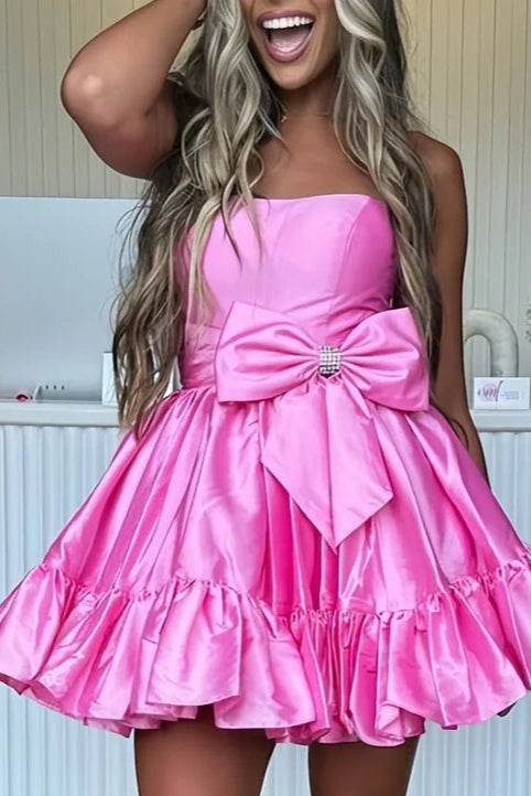 Cute Satin A-Line Strapless Empire Homecoming Dress Custom Color / US 16