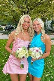 Cute Satin A-Line Strapless Empire Homecoming Dress