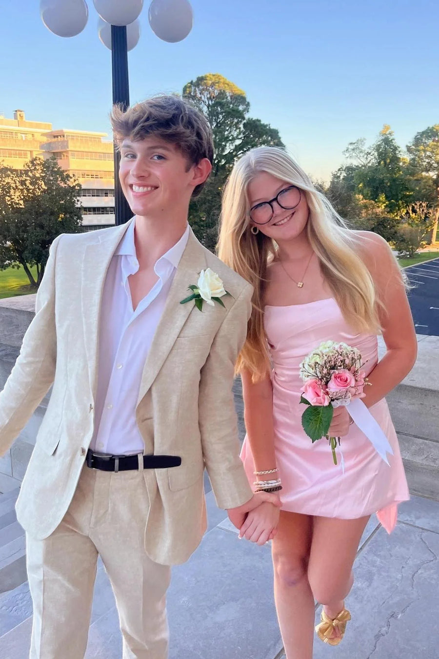 Cute Satin A-Line Strapless Empire Homecoming Dress