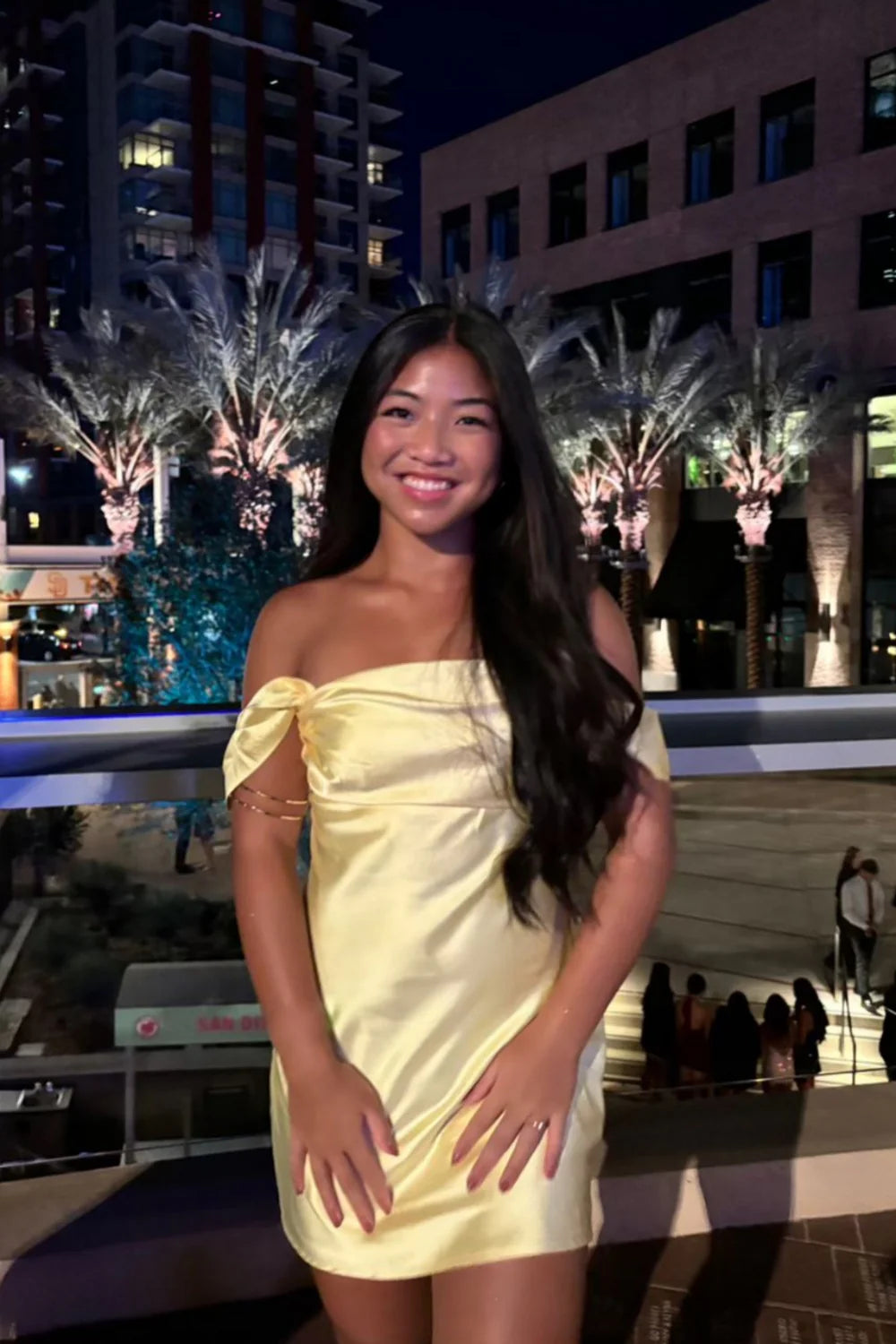 Cute Satin Off-Shoulder Sleeveless Mini Homecoming Dress