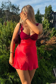 Cute Satin Sleeveless Mini Holiday Homecoming Dress