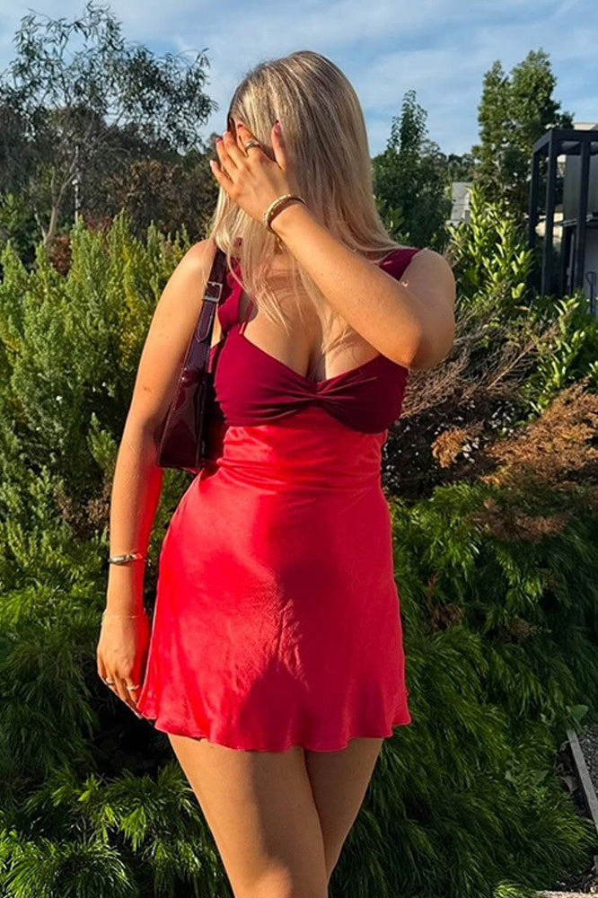 Cute Satin Sleeveless Mini Holiday Homecoming Dress