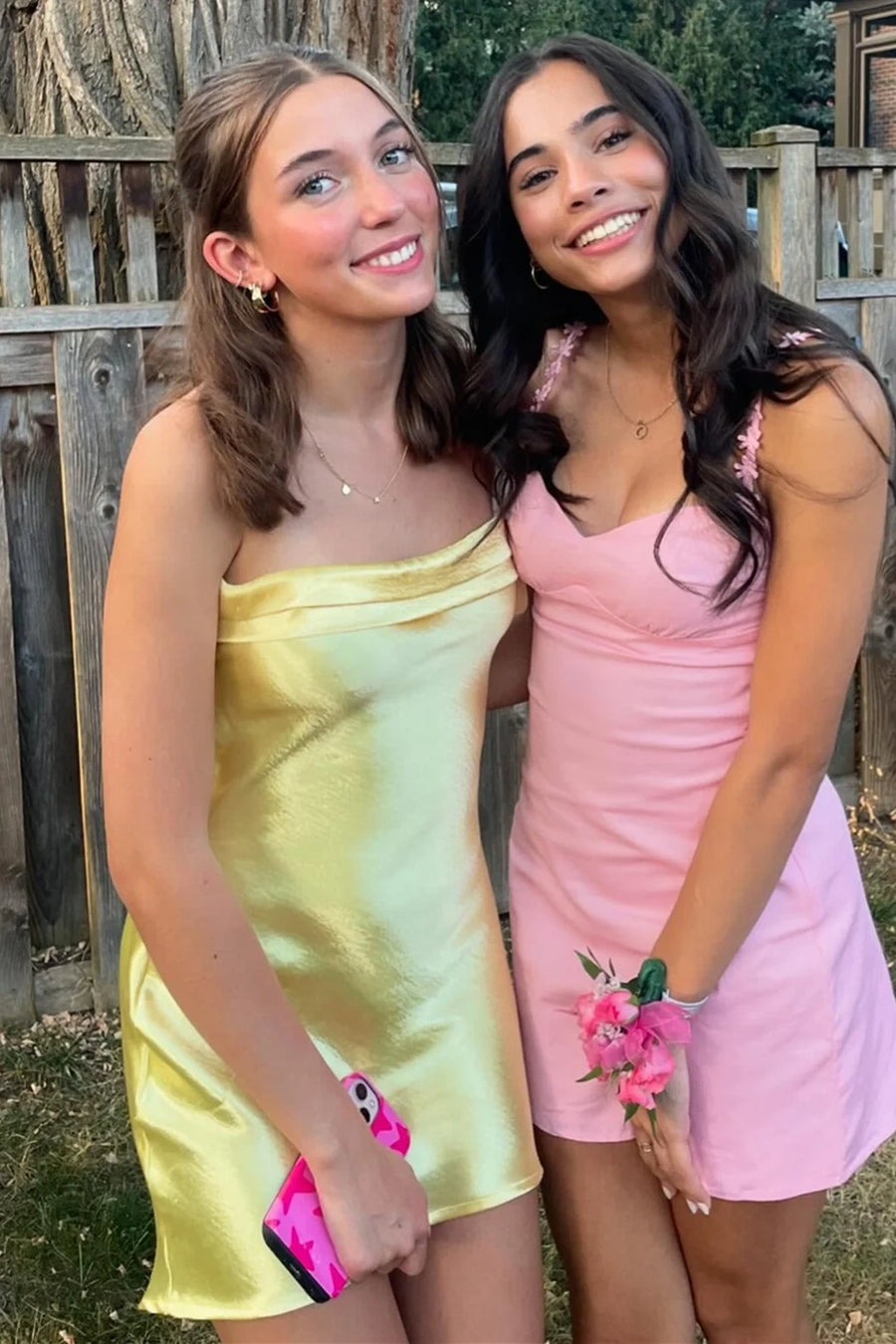 Cute Satin Strapless Sheath Yellow Mini Party Homecoming Dress