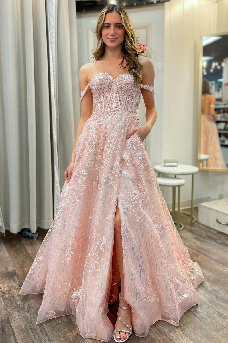 Cute Sweetheart Empire Lace Appliques Prom Dress