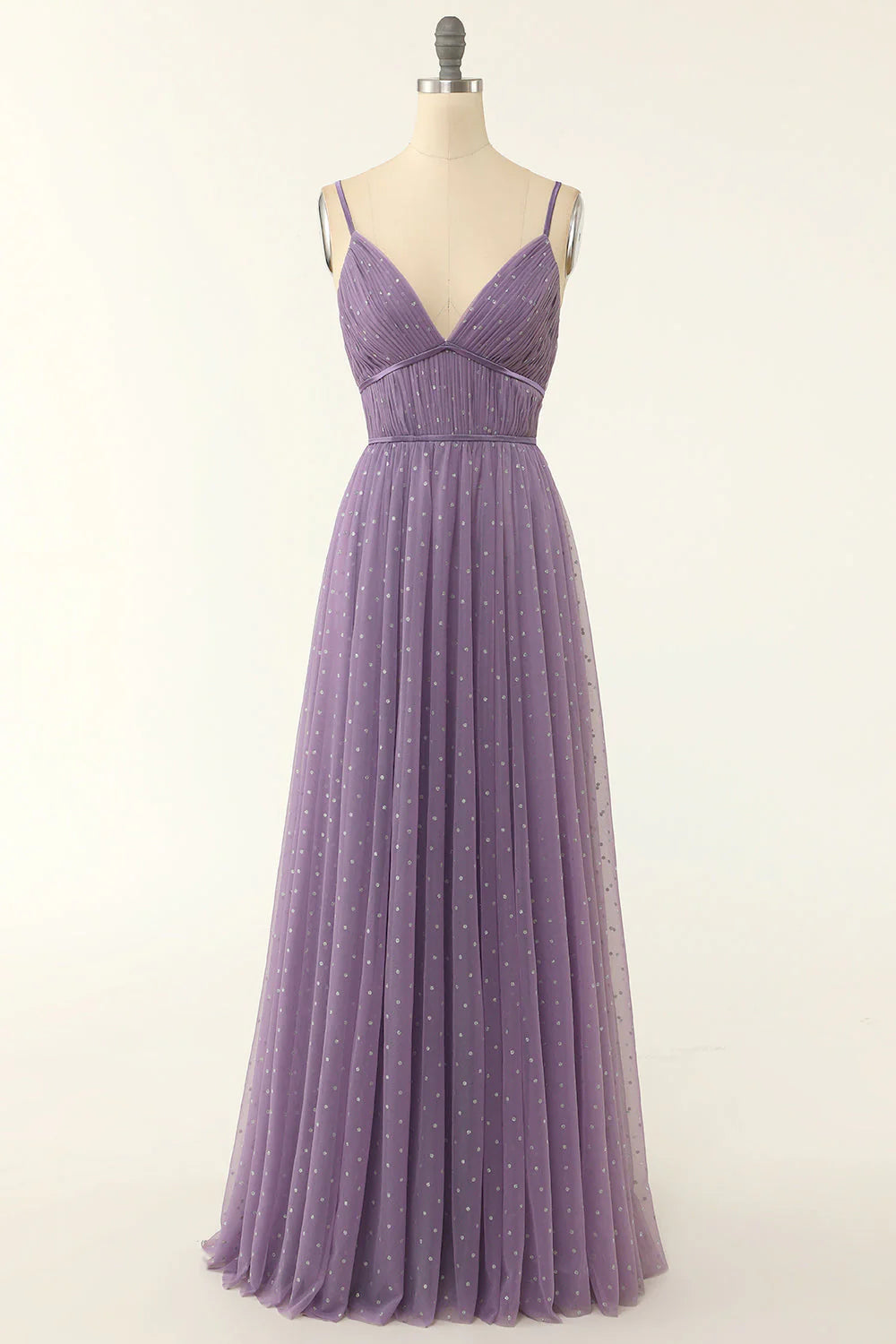 Cute Tulle A-Line V-Neck Sleeveless Empire Bridesmaid Dress