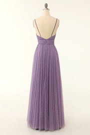 Cute Tulle A-Line V-Neck Sleeveless Empire Bridesmaid Dress